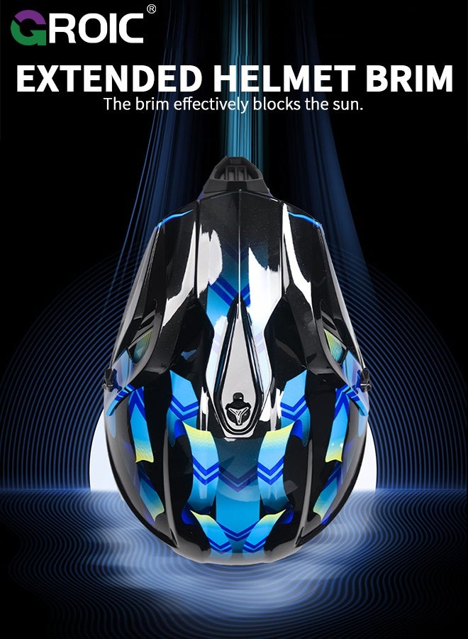 GROIC Motorcycle Helmet, Matte Black with Blue Graphic, Helmet for Street and Track Riders, Ventilation and Safety Design, Lightweight Helmet for Men and Women, Motorbike and Electric Bike Riding - Image 5